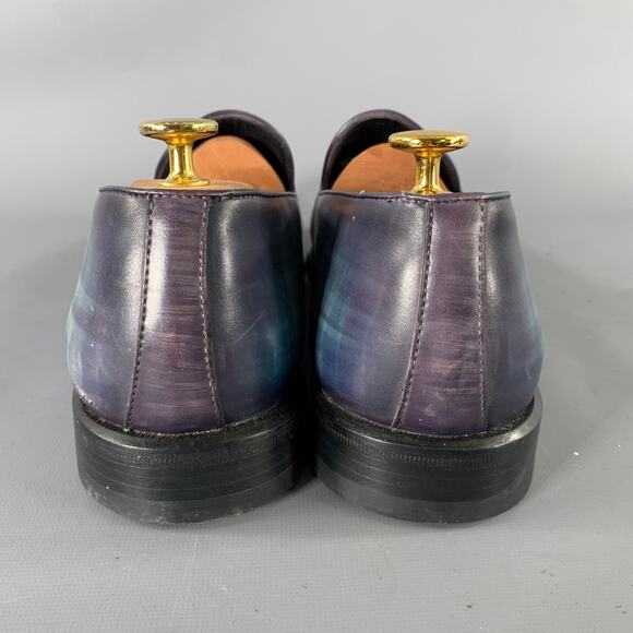 KLEIN EPSTEIN & PARKER Size 9.5 Turquoise Blue Abstract Leather Slip On Loafers main image 6